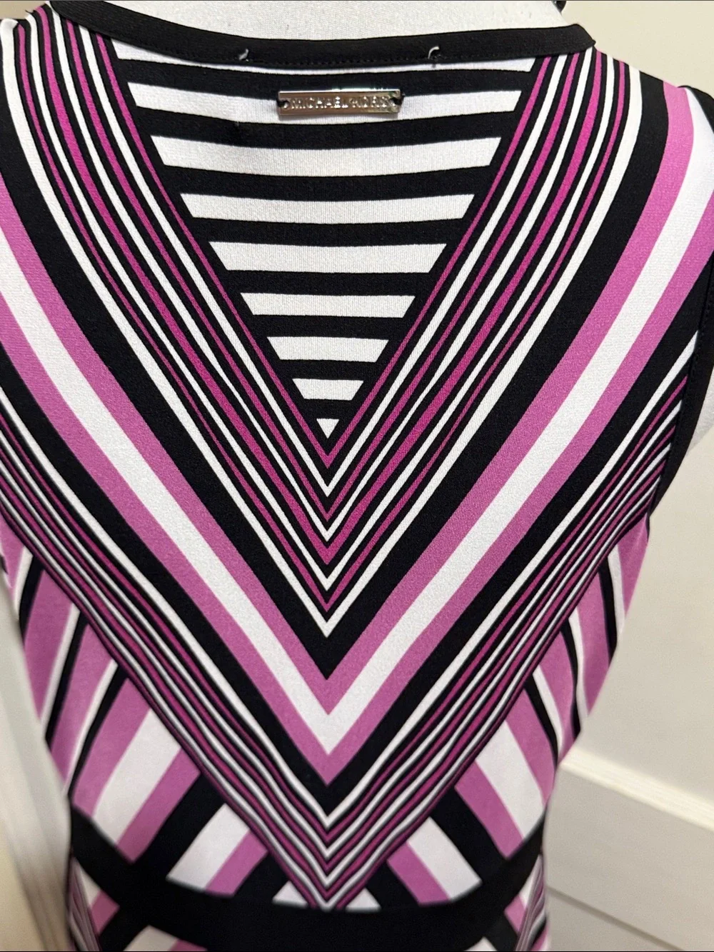 Michael Kors Black and Pink Geometric Maxi Dress